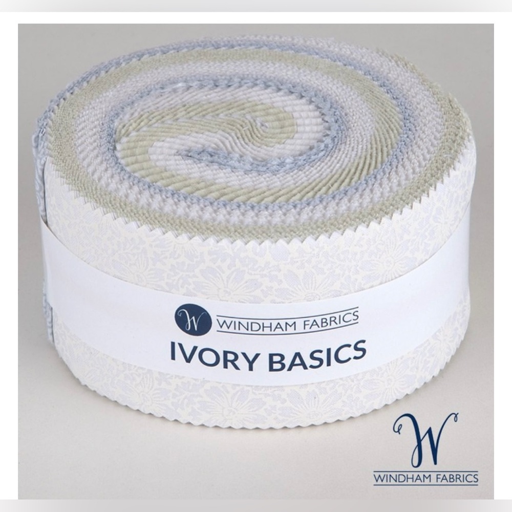 RARE WINDHAM FABRICS IVORY BASICS QUILTING JELLY ROLL 2.5" STRIPS NEW WHITES